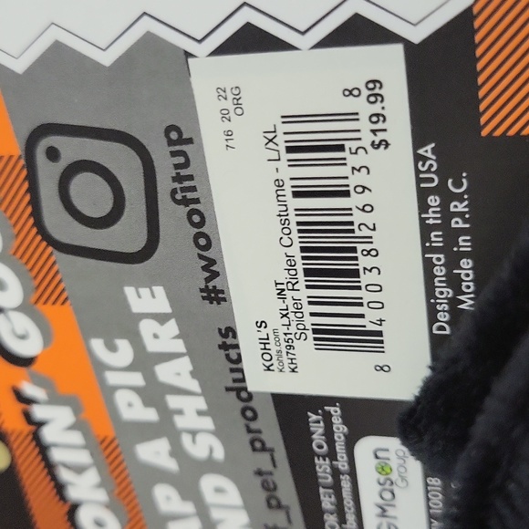 New Listing!! Brand New WOOF SPIDER RIDER PET COSTUME L/XL - Picture 4 of 8